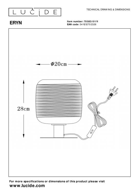Настольная лампа LUCIDE 70583/01/11