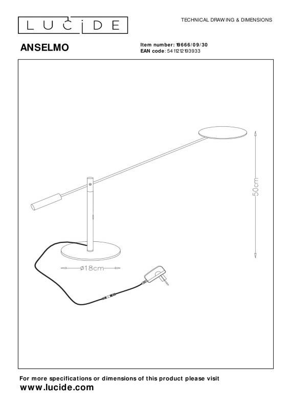 Настольная лампа LUCIDE 19666/09/30