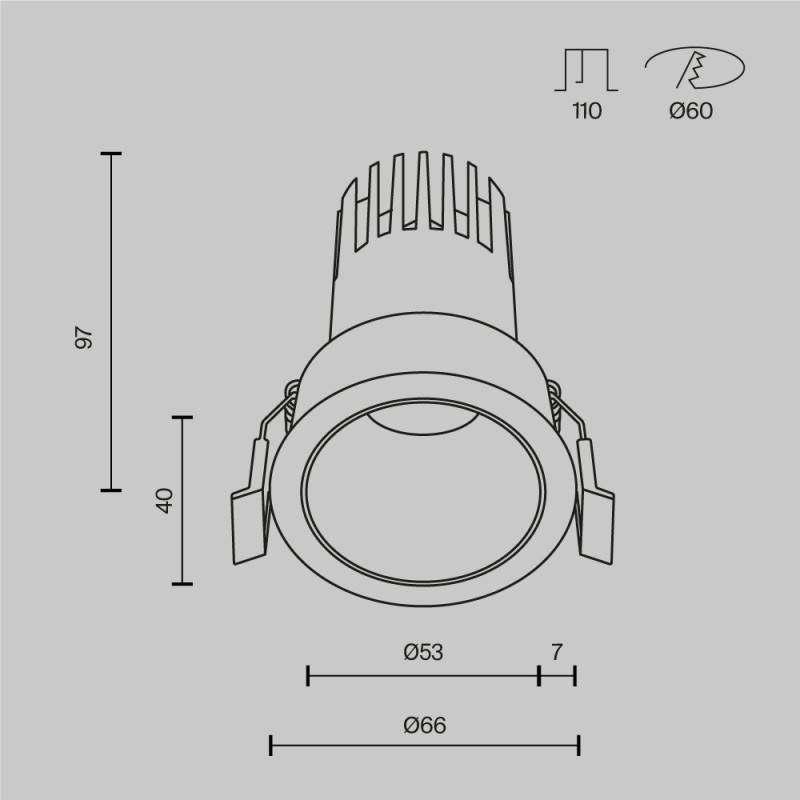 Встраиваемый светильник Maytoni Technical DL116-10W-2.7K-B