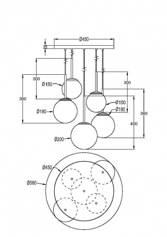 Люстра на штанге Maytoni MOD321PL-05W