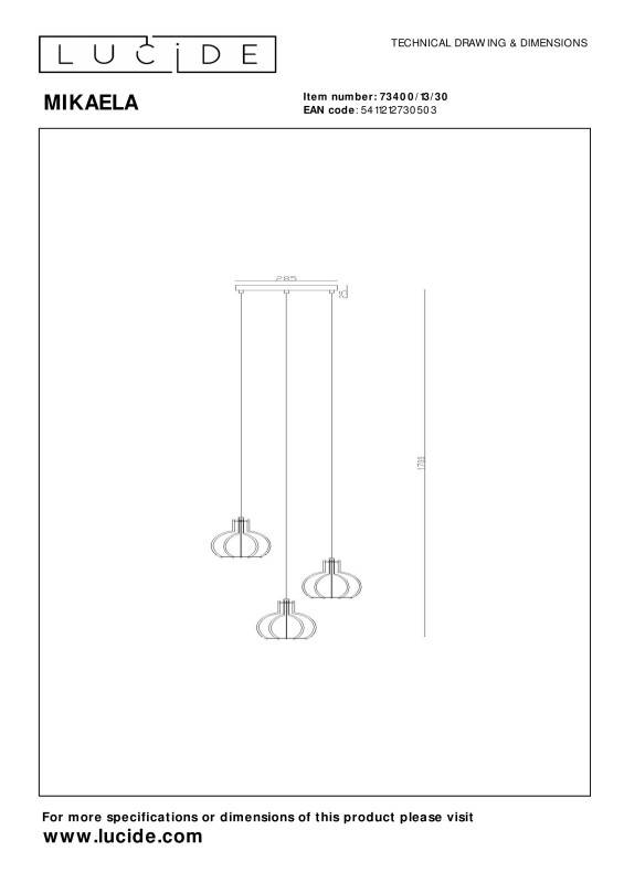 Каскадная люстра LUCIDE 73400/13/30