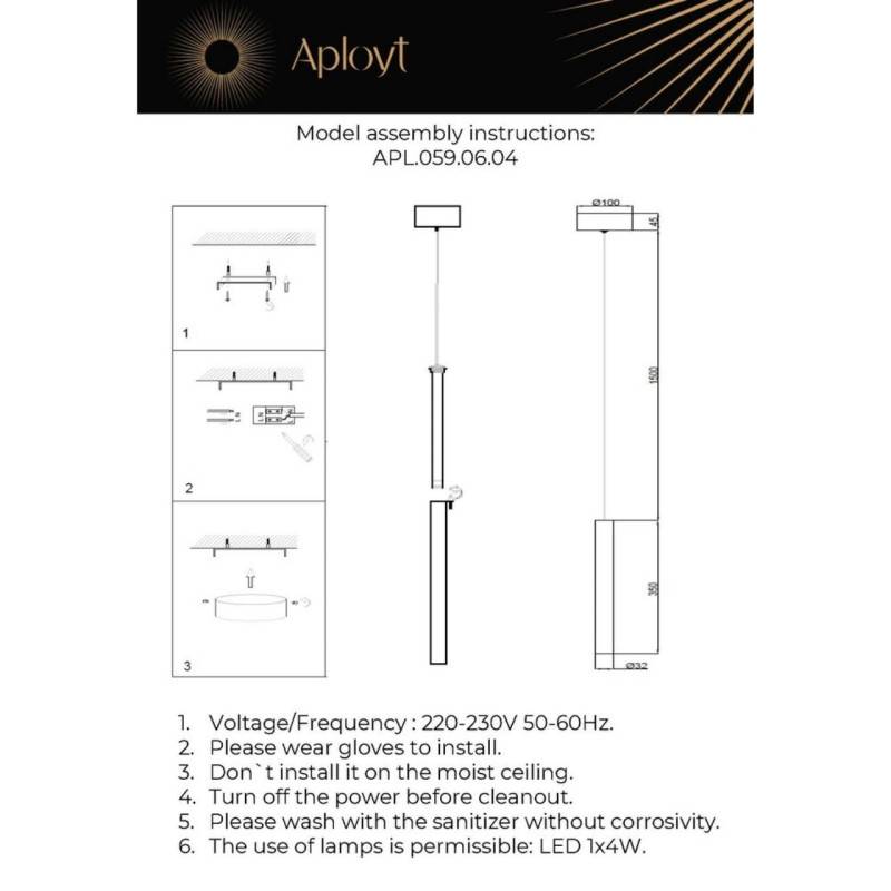 Подвесной светильник APLOYT APL.059.06.04