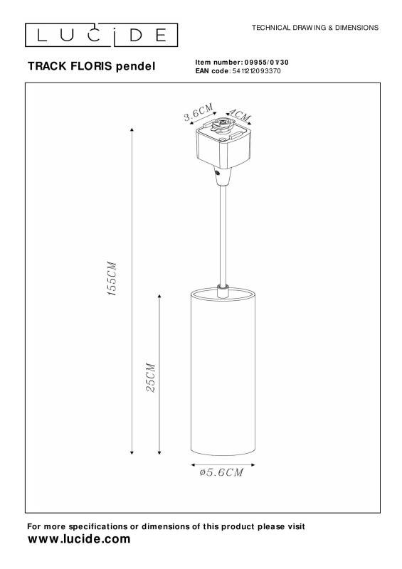 Светильник на шине LUCIDE 09955/01/30