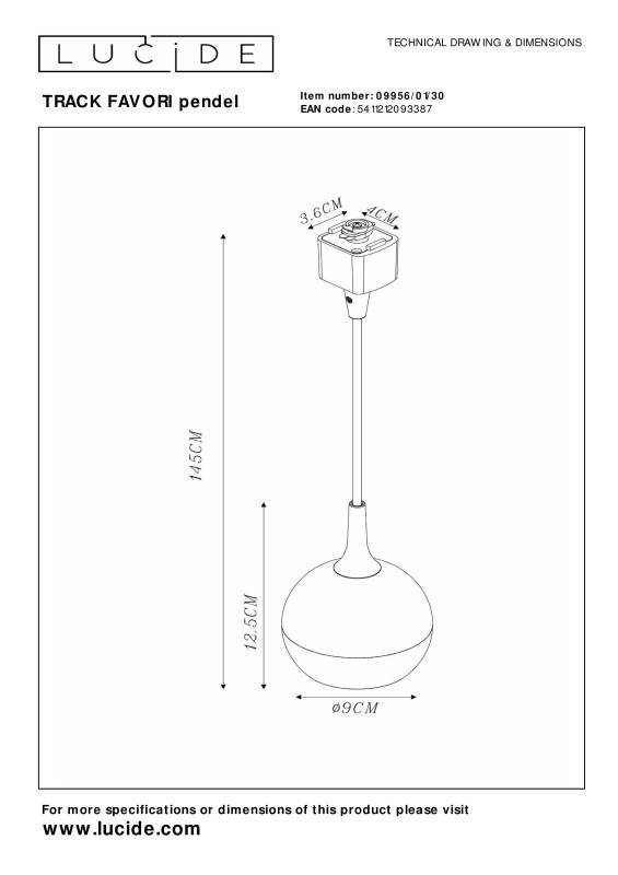Светильник на шине LUCIDE 09956/01/30