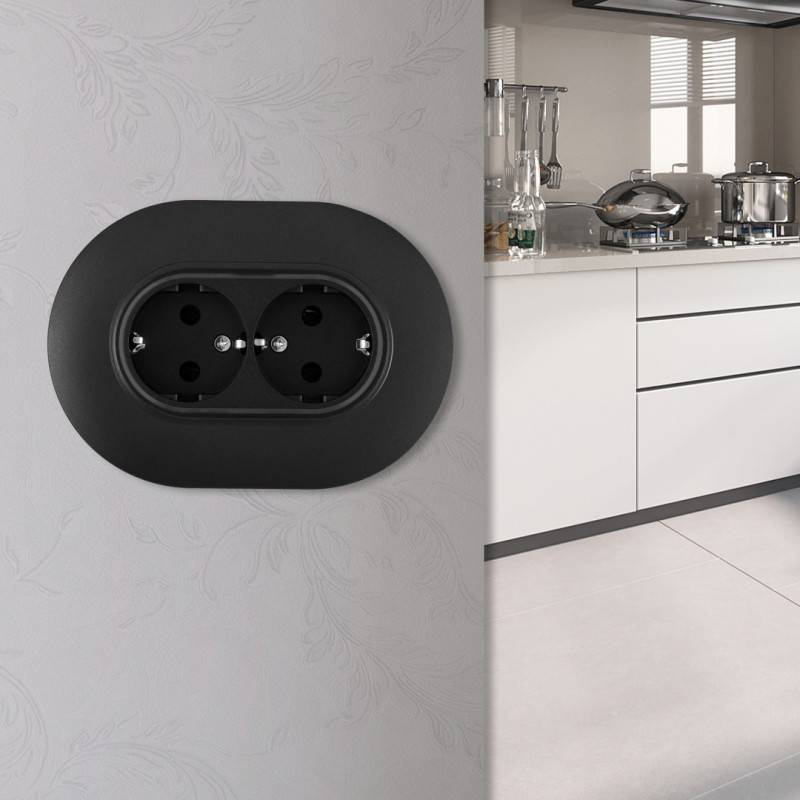 Розетка Arte Milano SET08-double-40-2 black
