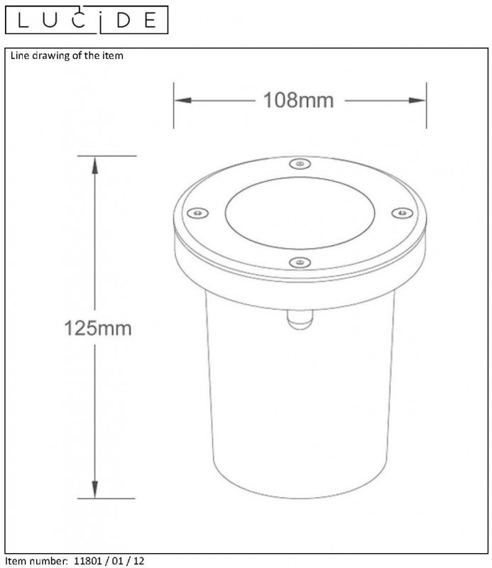 Тротуарный светильник LUCIDE 11801/01/12