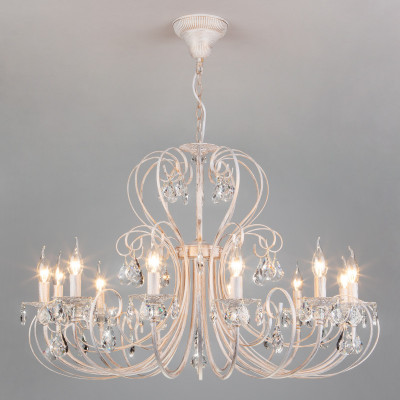 Подвесная люстра Eurosvet 3305/12 белый с золотом/прозрачный хрусталь Strots