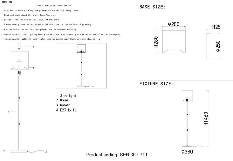 Торшер Crystal Lux SERGIO PT1 NICKEL