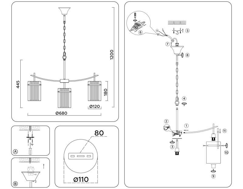 Подвесная люстра Ambrella Light LH56031