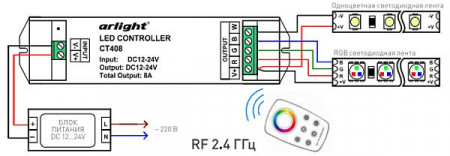Контроллер-регулятор цвета RGB Arlight  021605