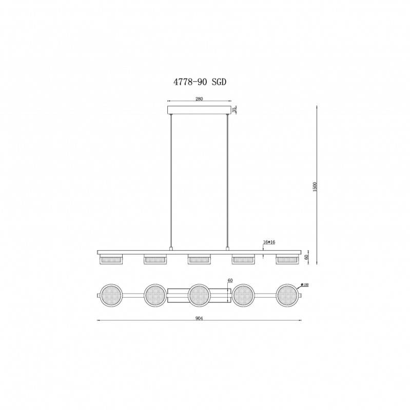 Подвесная люстра iLedex 4778-90 MBK+SGD