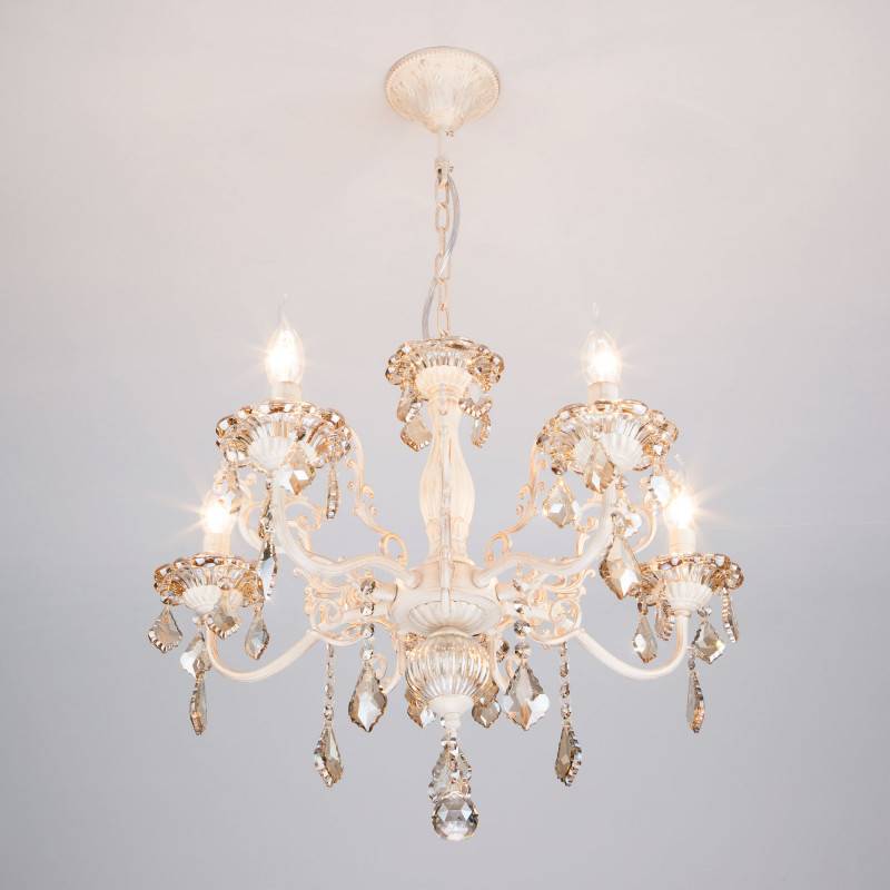 Подвесная люстра Eurosvet 3281/5 белый с золотом/тонированный хрусталь Strot