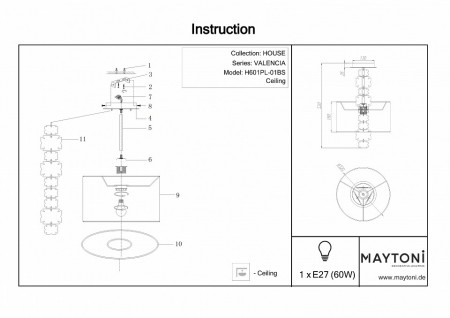 Светильник на штанге Maytoni Valencia H601PL-01BS