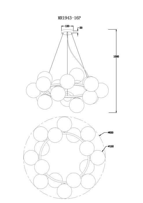 Подвесная люстра MyFar MR1943-16P