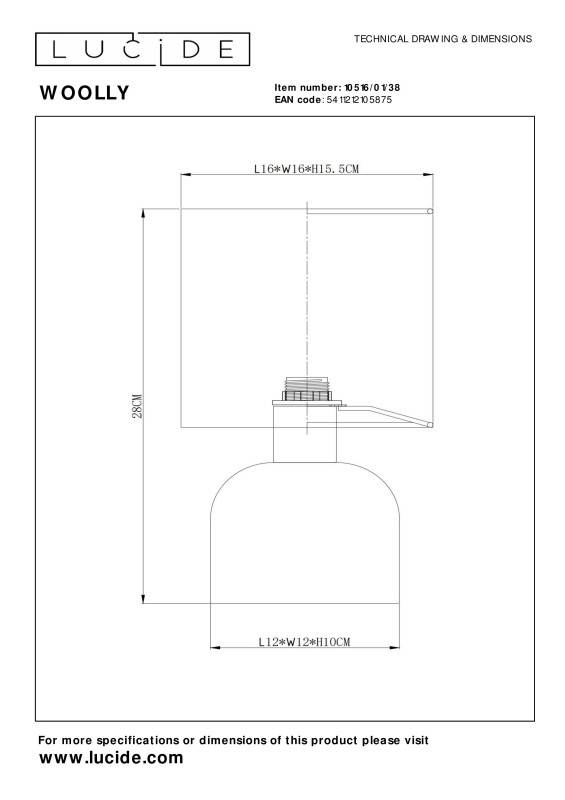 Настольная лампа LUCIDE 10516/01/38
