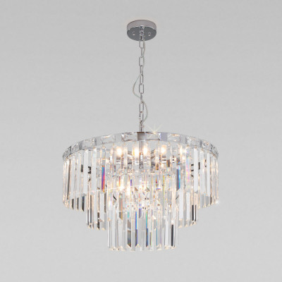 Каскадная люстра Eurosvet 10130/8 хром/прозрачный хрусталь Strotskis