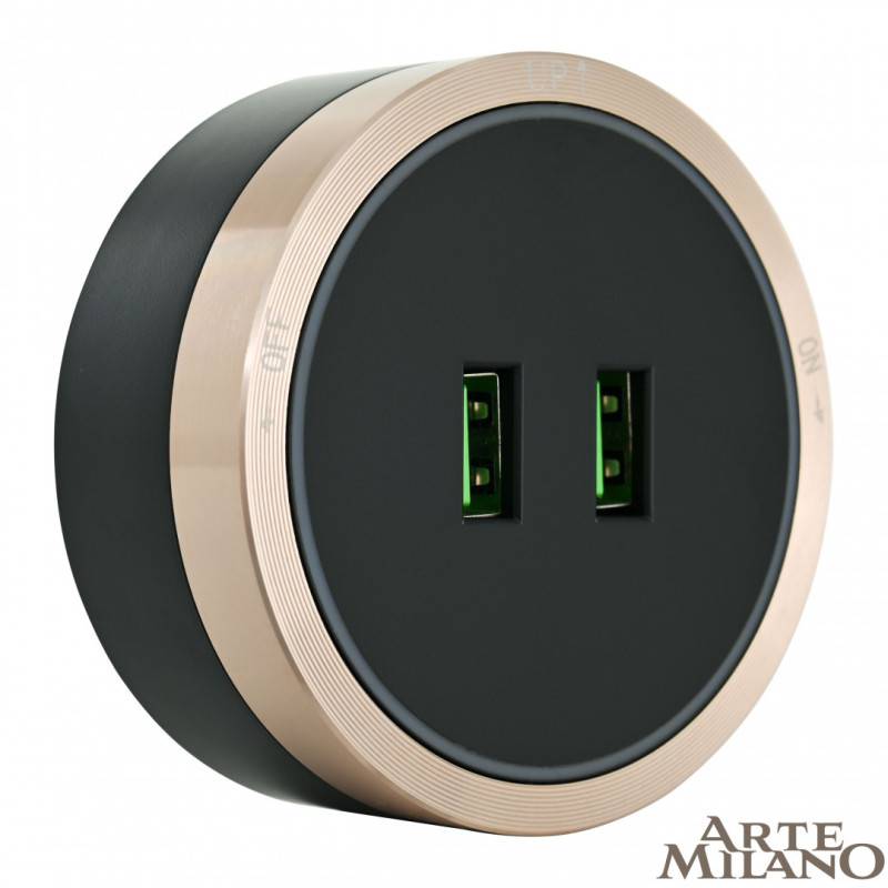 Трековая система розеток Arte Milano 380066TS LED/USBx2 Gold