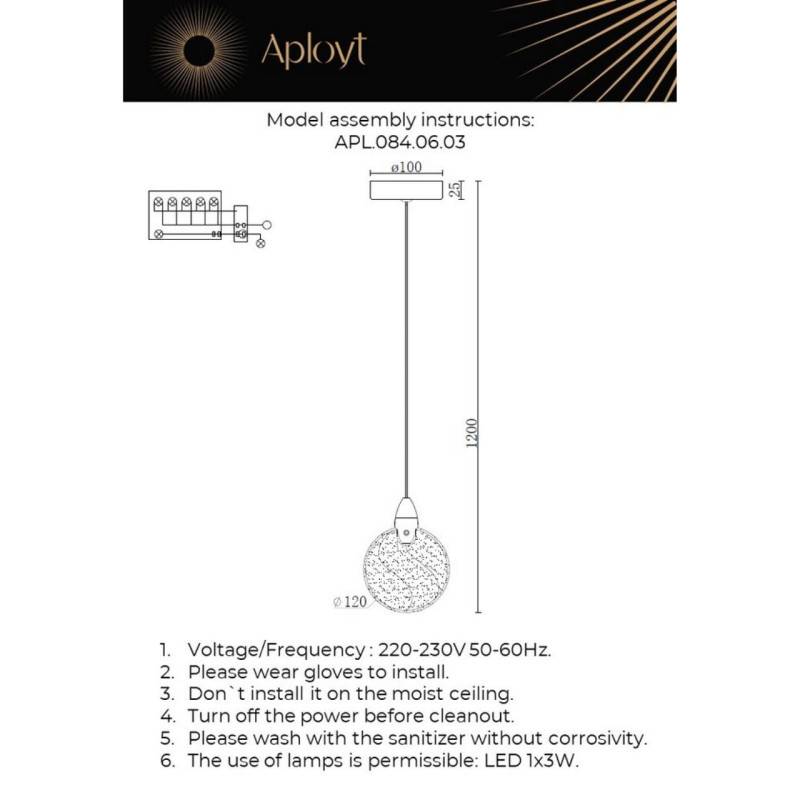 Подвесной светильник APLOYT APL.084.06.03