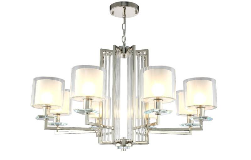Подвесная люстра Crystal Lux NICOLAS SP-PL8 NICKEL/WHITE