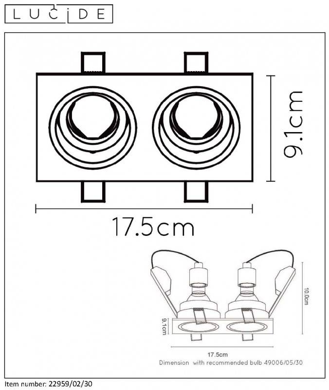 Встраиваемый светильник LUCIDE 22959/02/30