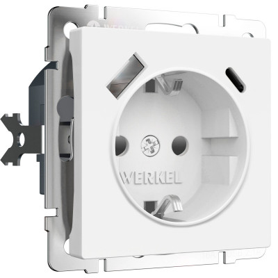 Розетка Werkel W1171761/ Розетка с заземлением, шторками и USB ти