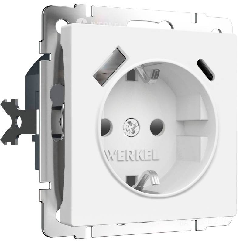 Розетка Werkel W1171761/ Розетка с заземлением, шторками и USB ти