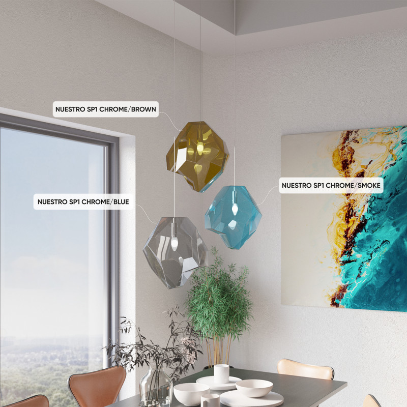 Подвесной светильник Crystal Lux NUESTRO SP1 CHROME/SMOKE