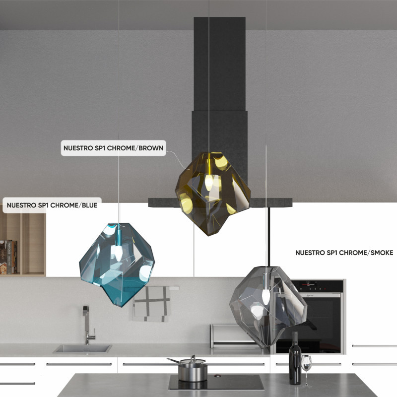 Подвесной светильник Crystal Lux NUESTRO SP1 CHROME/SMOKE