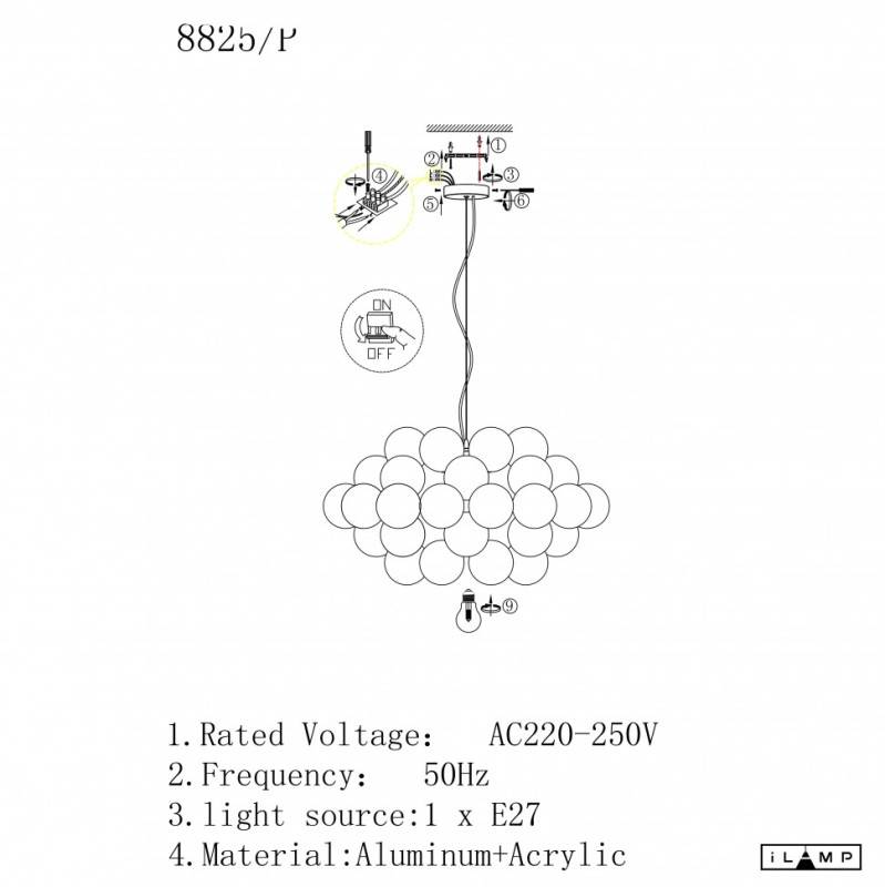 Подвесная люстра iLamp 8825P/1 RGL