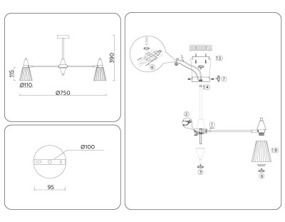 Люстра на штанге Ambrella Light LH58116