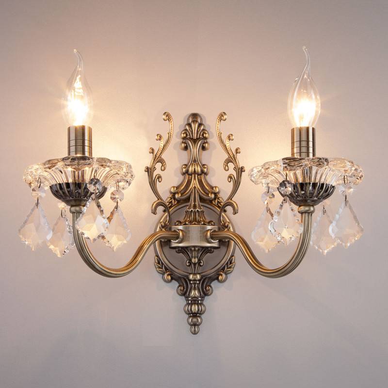 Бра Eurosvet 3281/2 античная бронза/прозрачный хрусталь Strotsk