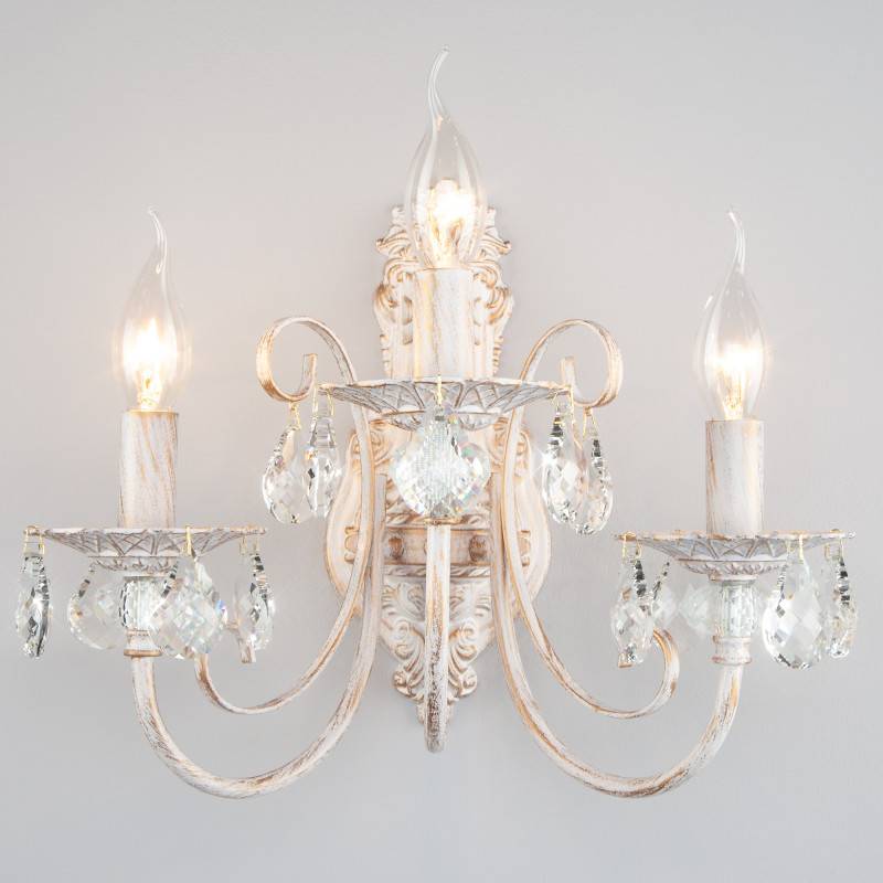 Бра Eurosvet 3305/3 белый с золотом/прозрачный хрусталь Strotsk