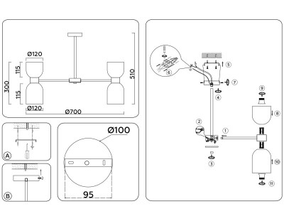 Люстра на штанге Ambrella Light LH56083