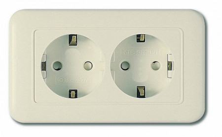 Розетка двойная с заземлением Imex 70 Wide Ivory WSN 1124