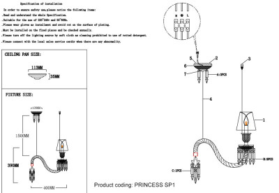 Подвесной светильник Crystal Lux PRINCESS SP1