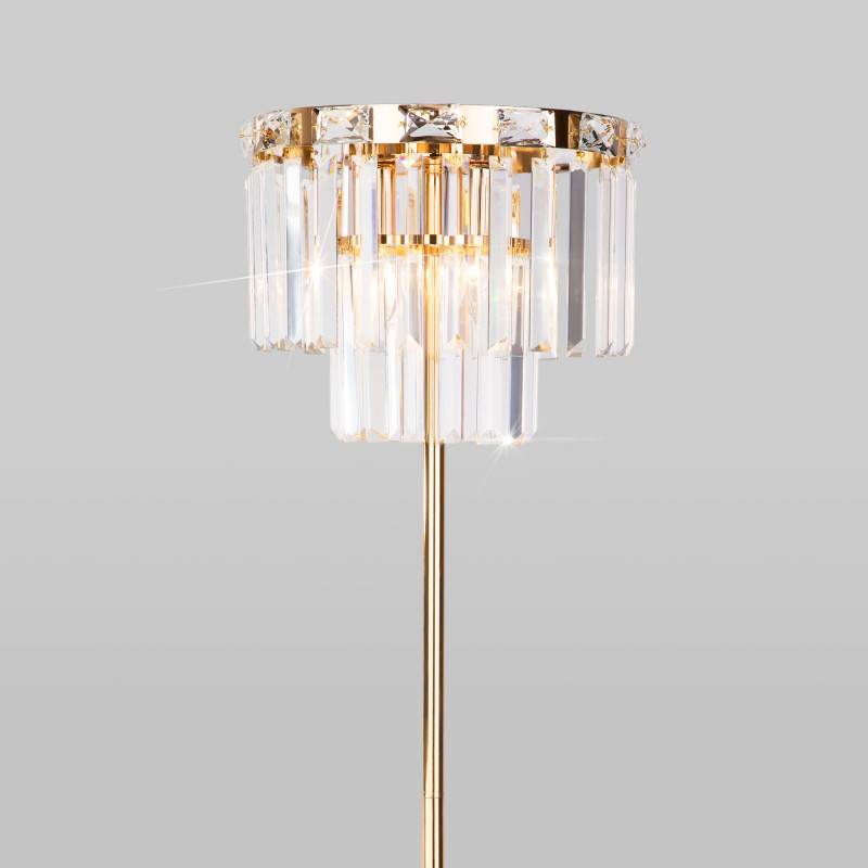 Торшер Eurosvet 01137/3 золото/прозрачный хрусталь Strotskis