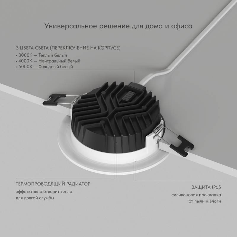 Влагозащищенный светильник Denkirs DK2461-WH