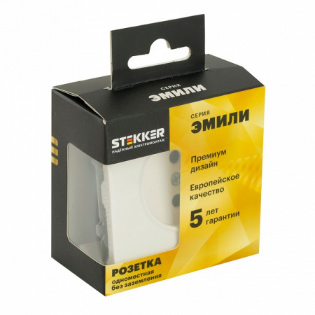 Розетка без заземления и со шторкой, без рамки Stekker RST16-5109-01 49876