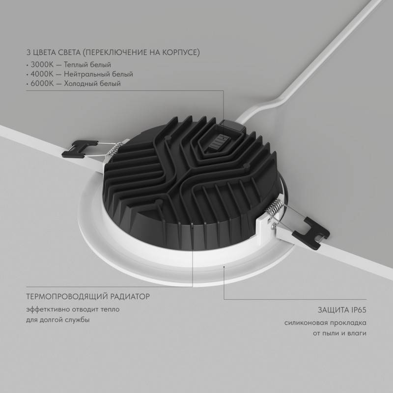 Влагозащищенный светильник Denkirs DK2462-WH