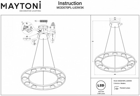Подвесной светильник Maytoni Fad MOD070PL-L63W3K