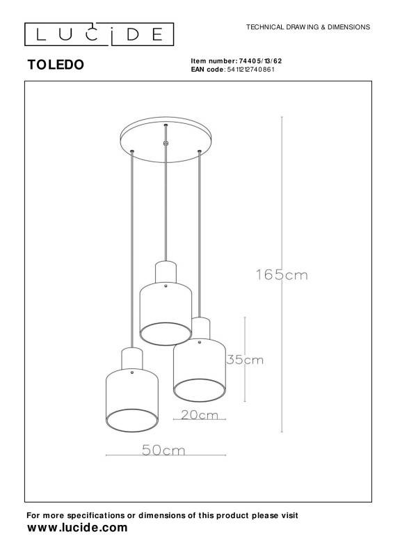 Каскадная люстра LUCIDE 74405/13/62