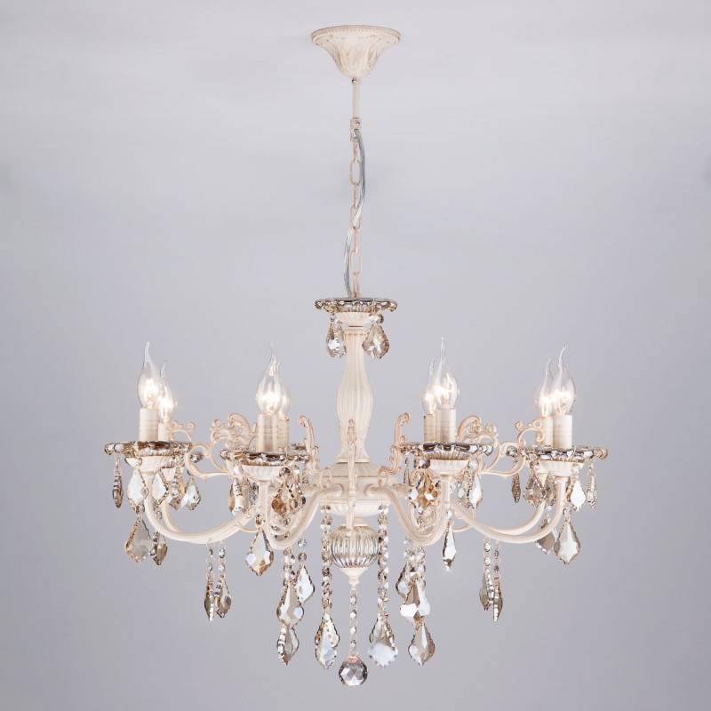 Подвесная люстра Eurosvet 3281/8 белый с золотом/тонированный хрусталь Strot