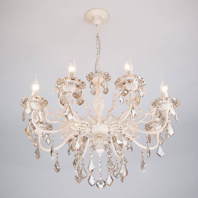 Подвесная люстра Eurosvet 3281/8 белый с золотом/тонированный хрусталь Strot