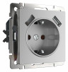 Розетка с заземлением и с шторками и 2хUSB, без рамки Werkel серебряный W1171506