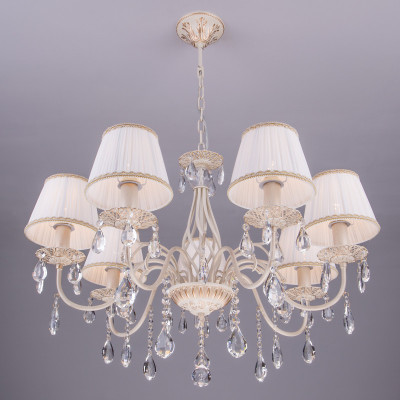 Подвесная люстра Eurosvet 3637/7 белый с золотом/прозрачный хрусталь Strotsk