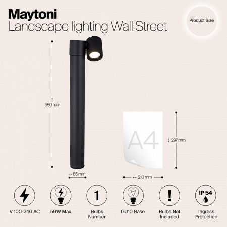 Наземный низкий светильник Maytoni Wall Street O010FL-01B