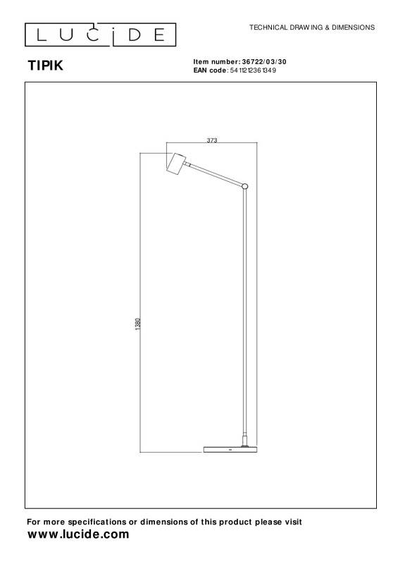 Торшер LUCIDE 36722/03/30