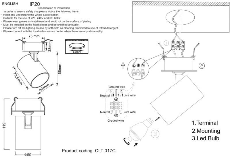Встраиваемый светильник Crystal Lux CLT 017C BL-BZ