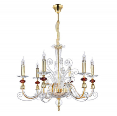 Подвесная люстра Crystal Lux CATARINA SP6 GOLD/TRANSPARENT-COGNAC