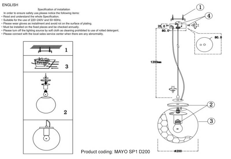 Подвесной светильник Crystal Lux MAYO SP1 D200 CHROME/BLUE